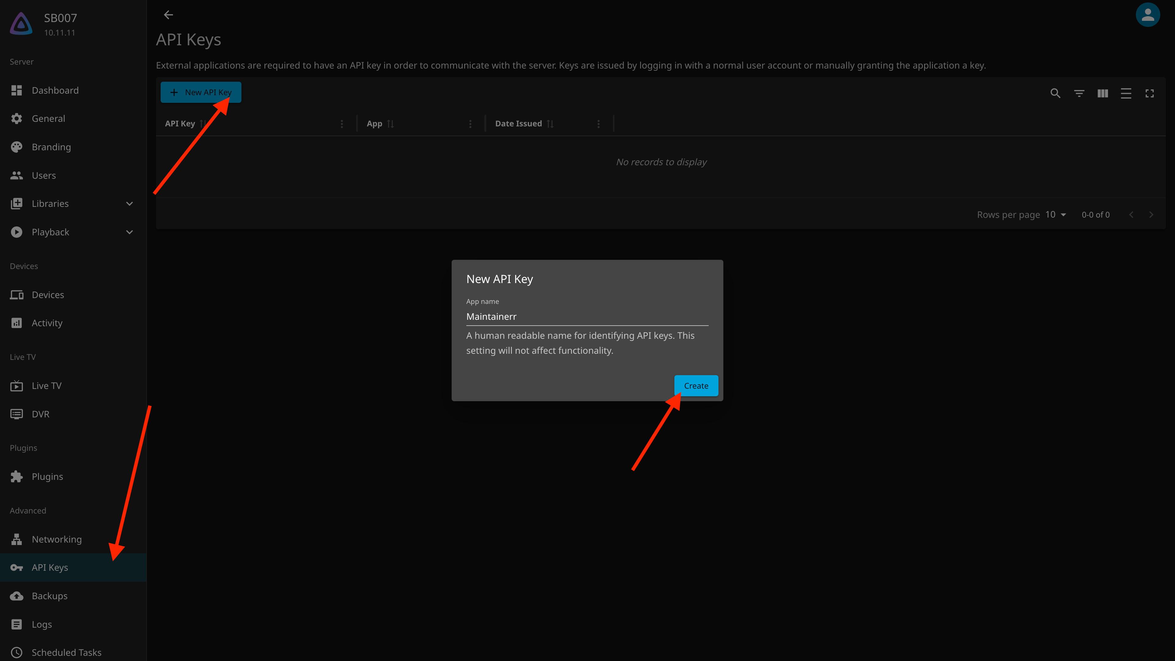 Clé API dans Jellyfin