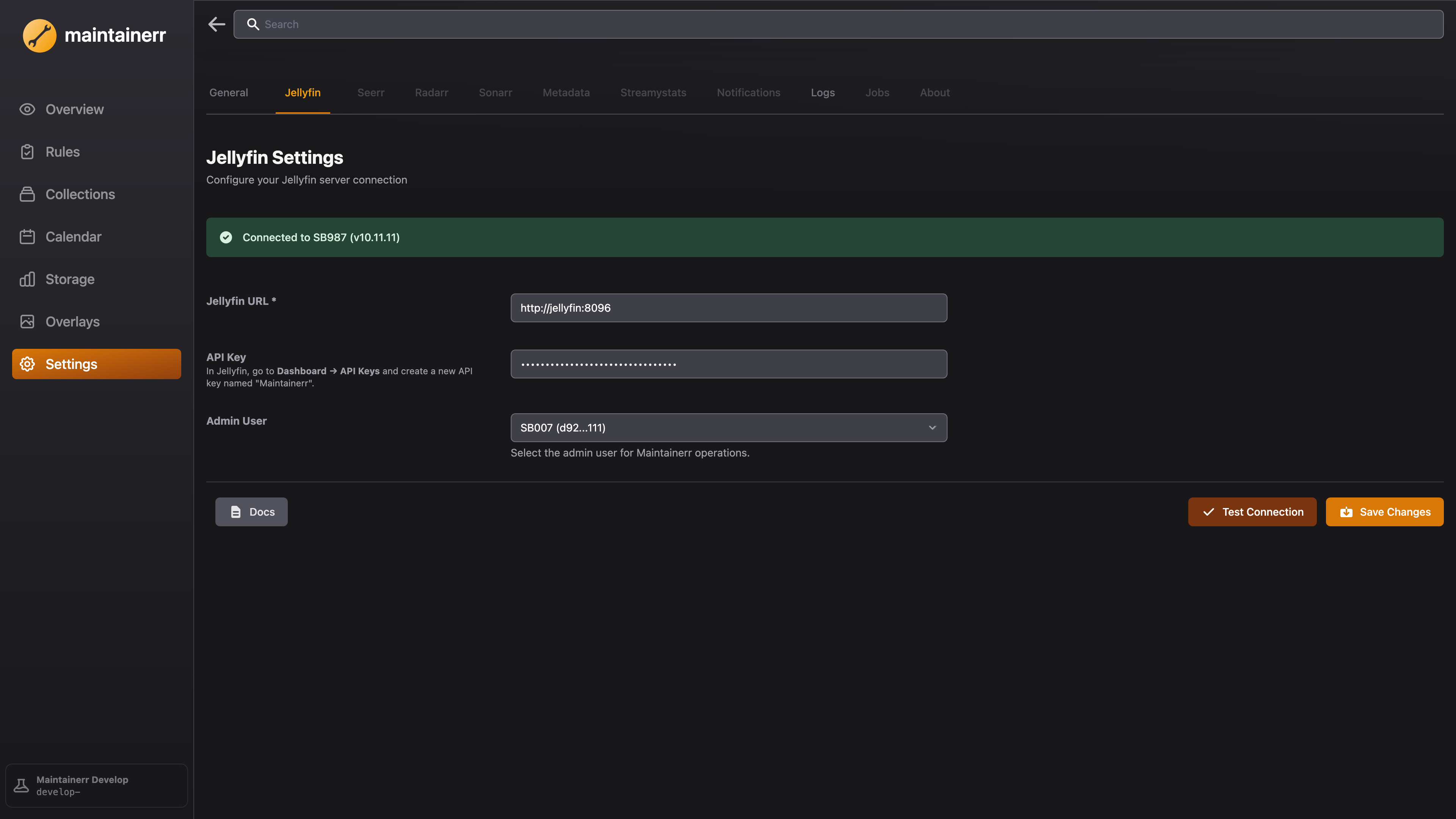 Configuration Jellyfin dans Maintainerr