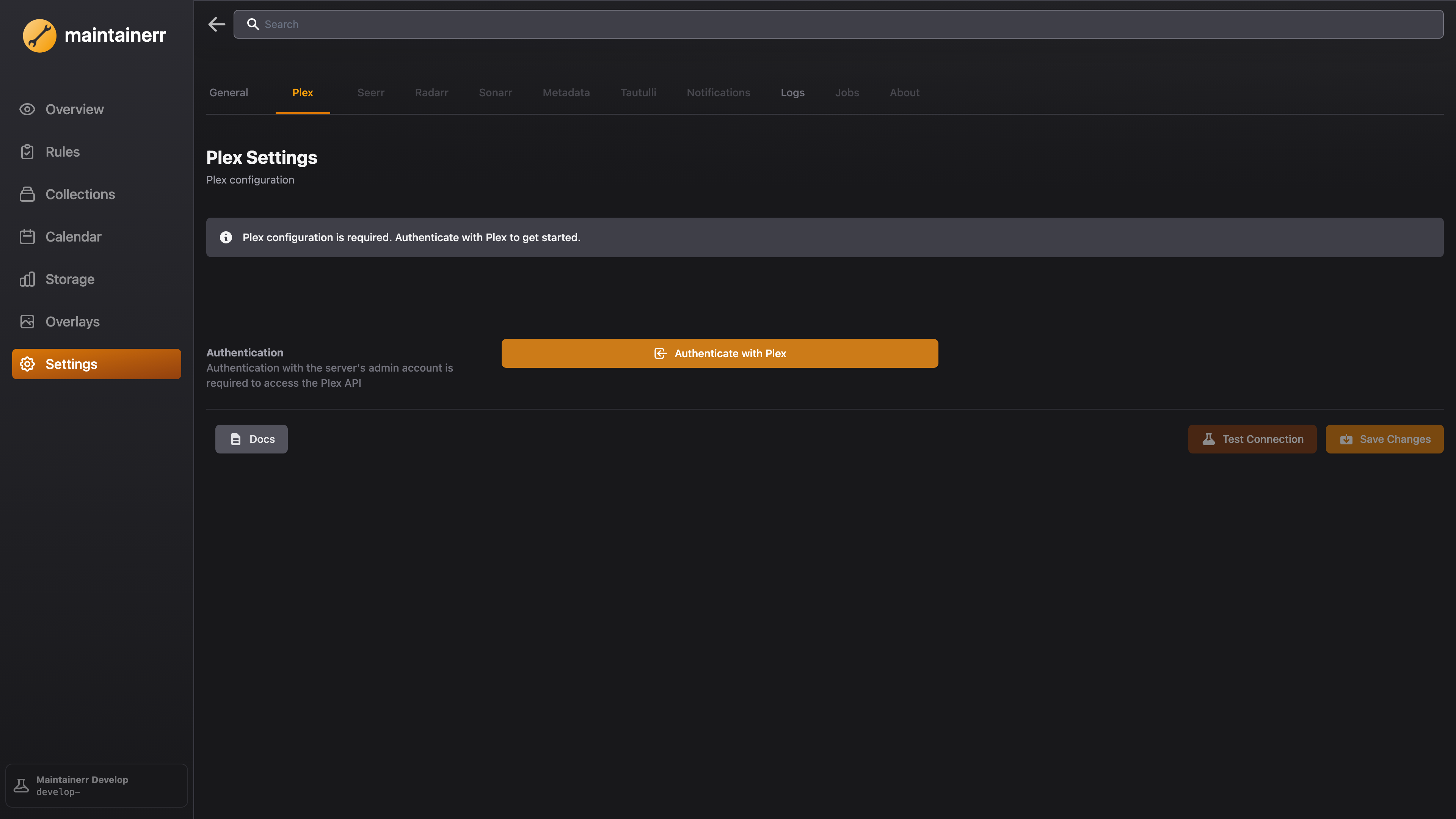 Configuration Plex dans Maintainerr