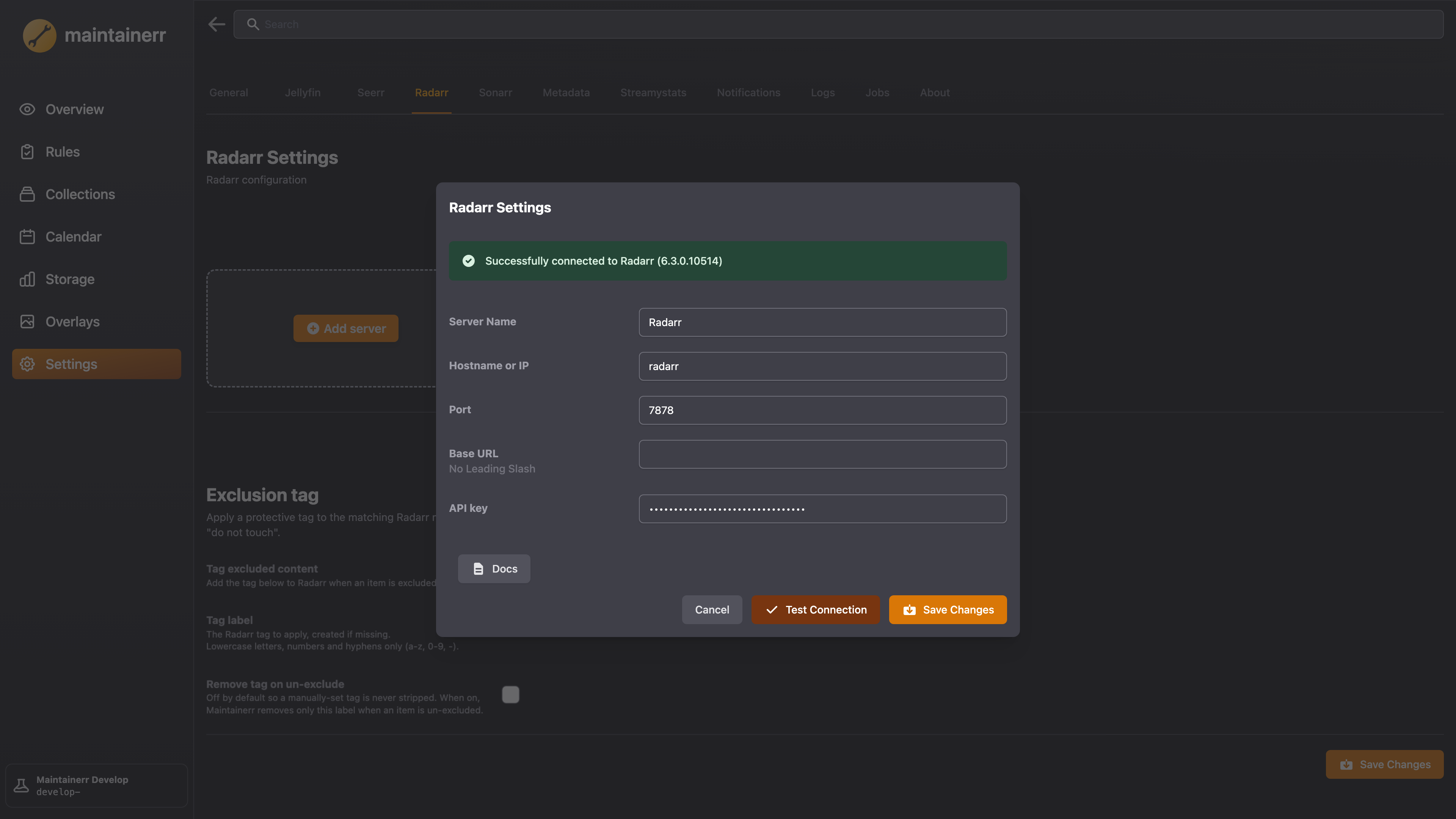 Configuration Radarr dans Maintainerr